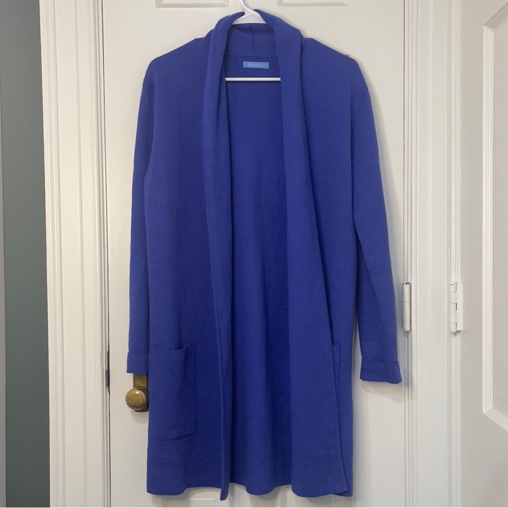 Burgess Blue Cotton Cashmere Blend Cardigan Sweater Periwinkle Purple Small